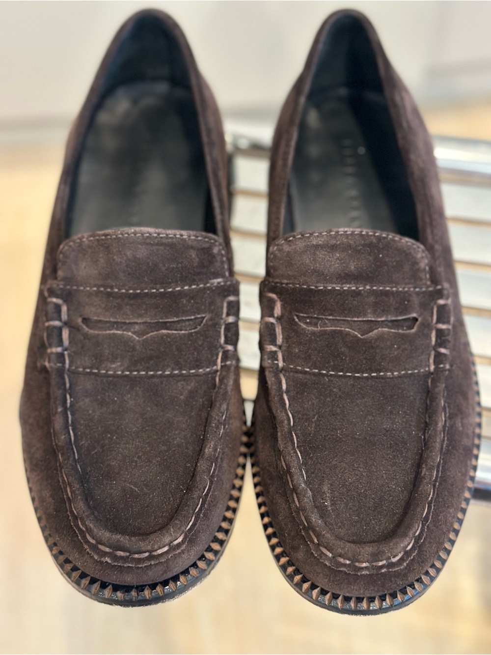 Freda Salvador Elba Espresso Suede Penny Loafers - Picture 3 of 13